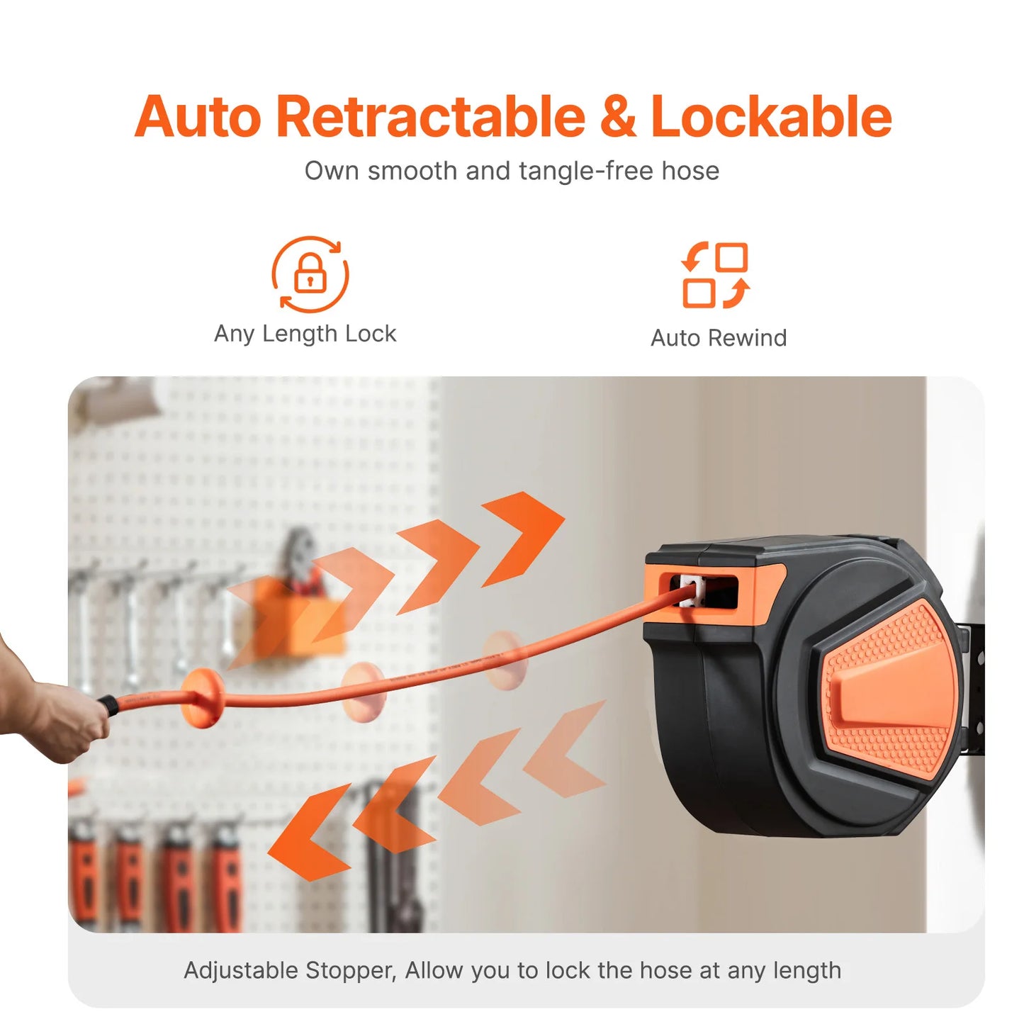 Retractable Air Hose Reel With Auto Rewind Enclosed PP Reel