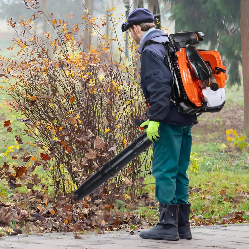 2-Stroke  Backpack Leaf Blower, 80CC 900CFM Engine Gas Leaf Blower,High Strength Gas PoweredSnow Blower Powerful Engine, Orange