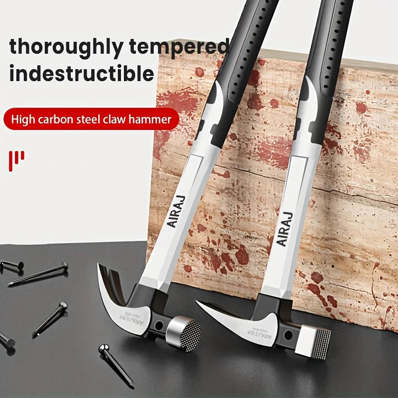 AIRAJ 6-piece set of high-carbon steel claw hammers - Durable, with non-slip handles, suitable for both industrial and household use. Available in short or long handles.