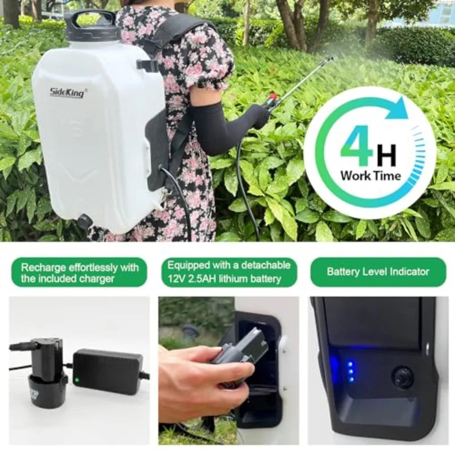 Battery Powered Backpack Sprayer With Telescopic Wand And Trigger Lock
