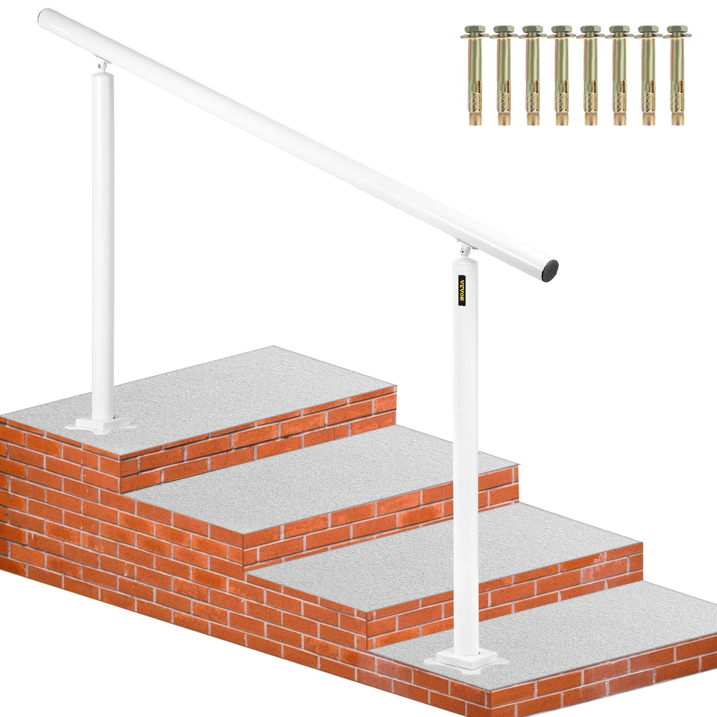 SucceBuy Handrail for Outdoor Steps Aluminum Stair Handrail Fit 0-5 Steps w/ Installation Kit Building Hardware Home Improvement