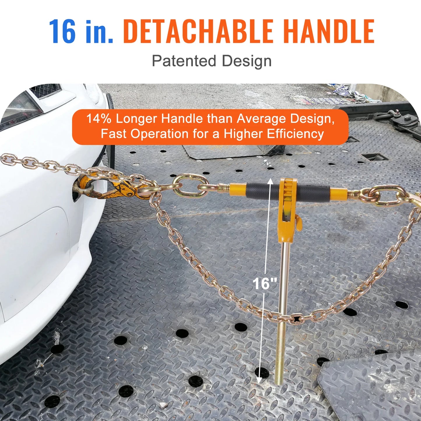 SucceBuy Heavy Ratchet Chain Binder Tie Down Hauling Load Strap with Detachable Hook Antiskid Handle for Flatbed Truck Trailer