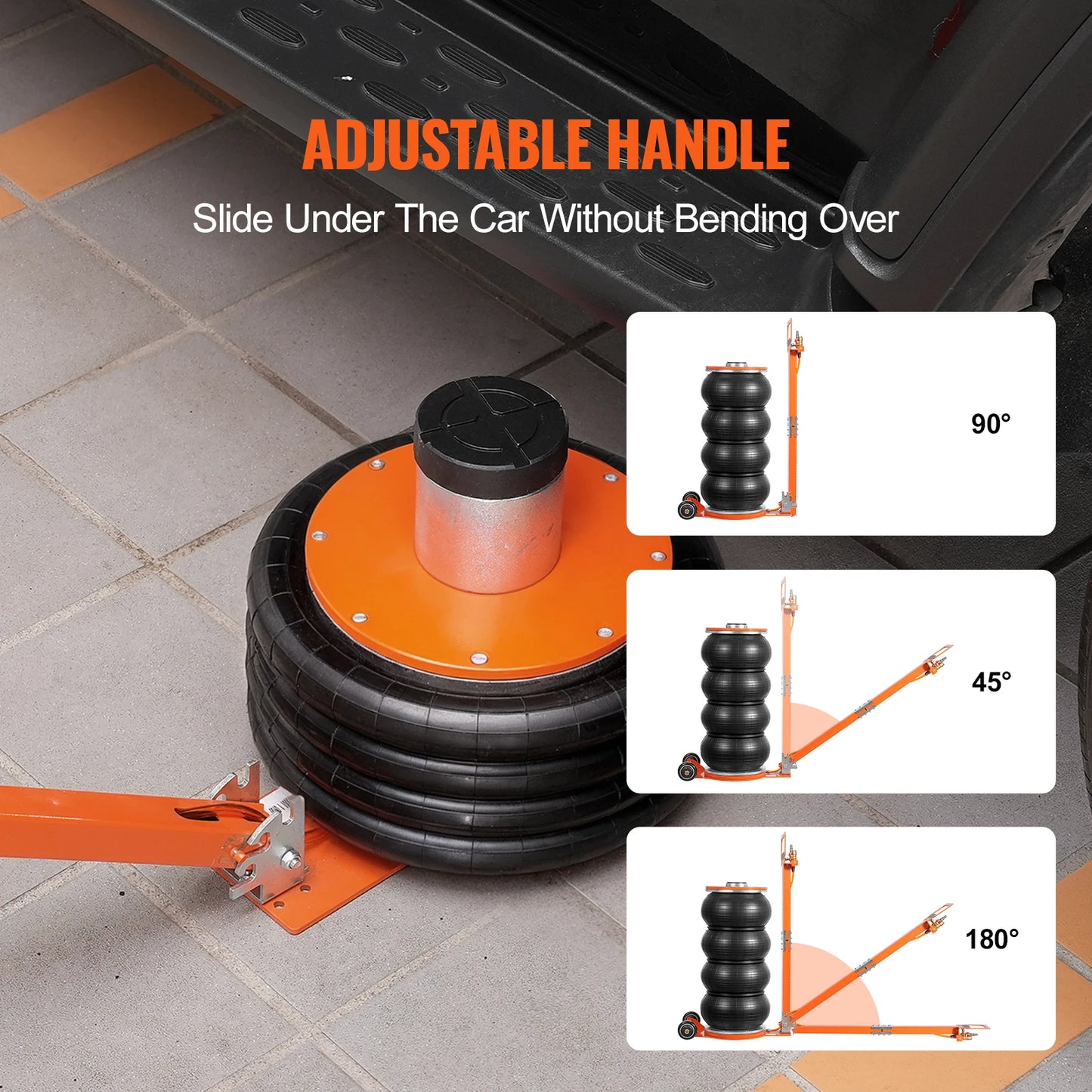 SucceBuy 6T Air Jack, 2-5 S Pneumatic Lifting Jack with Heightened Column & Adjustable Handle Thick Rubber Pad Fit for Sedan SUV