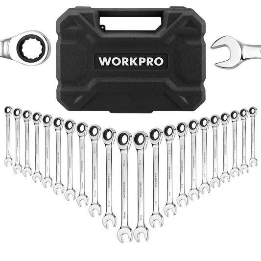 WORKPRO 21pc Ratcheting Wrench Set  with Box ,72 Teeth Wrench with Box, Wrench Repair  Tool Set