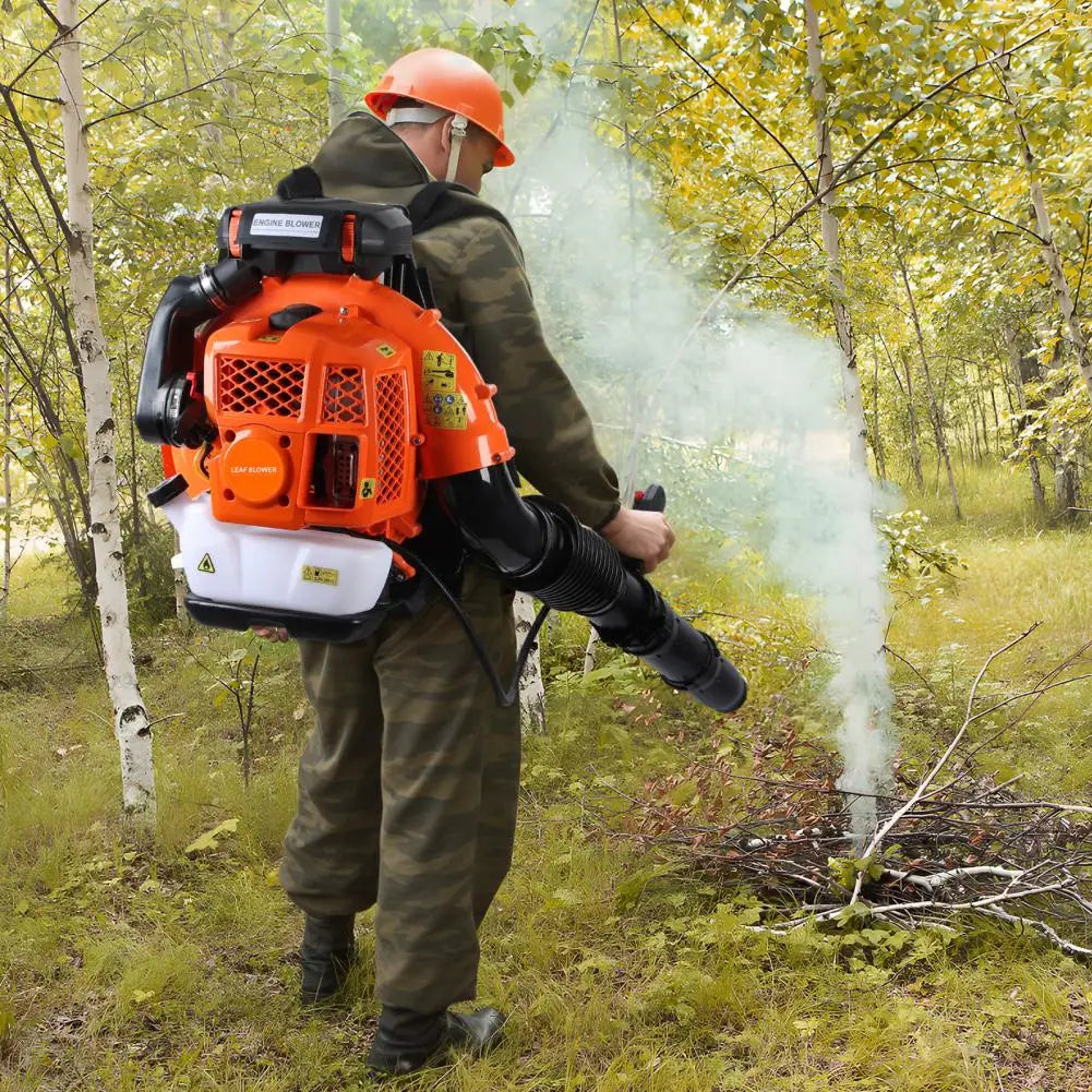 2-Stroke  Backpack Leaf Blower, 80CC 900CFM Engine Gas Leaf Blower,High Strength Gas PoweredSnow Blower Powerful Engine, Orange