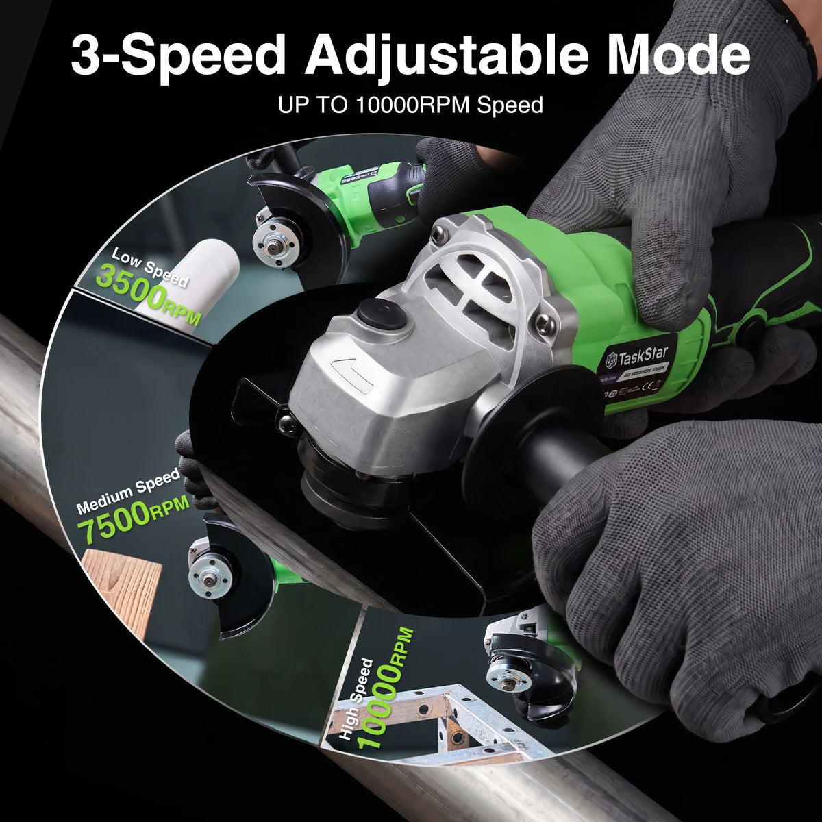 TaskStar Cordless Angle Grinder With Two Batteries And Accessories