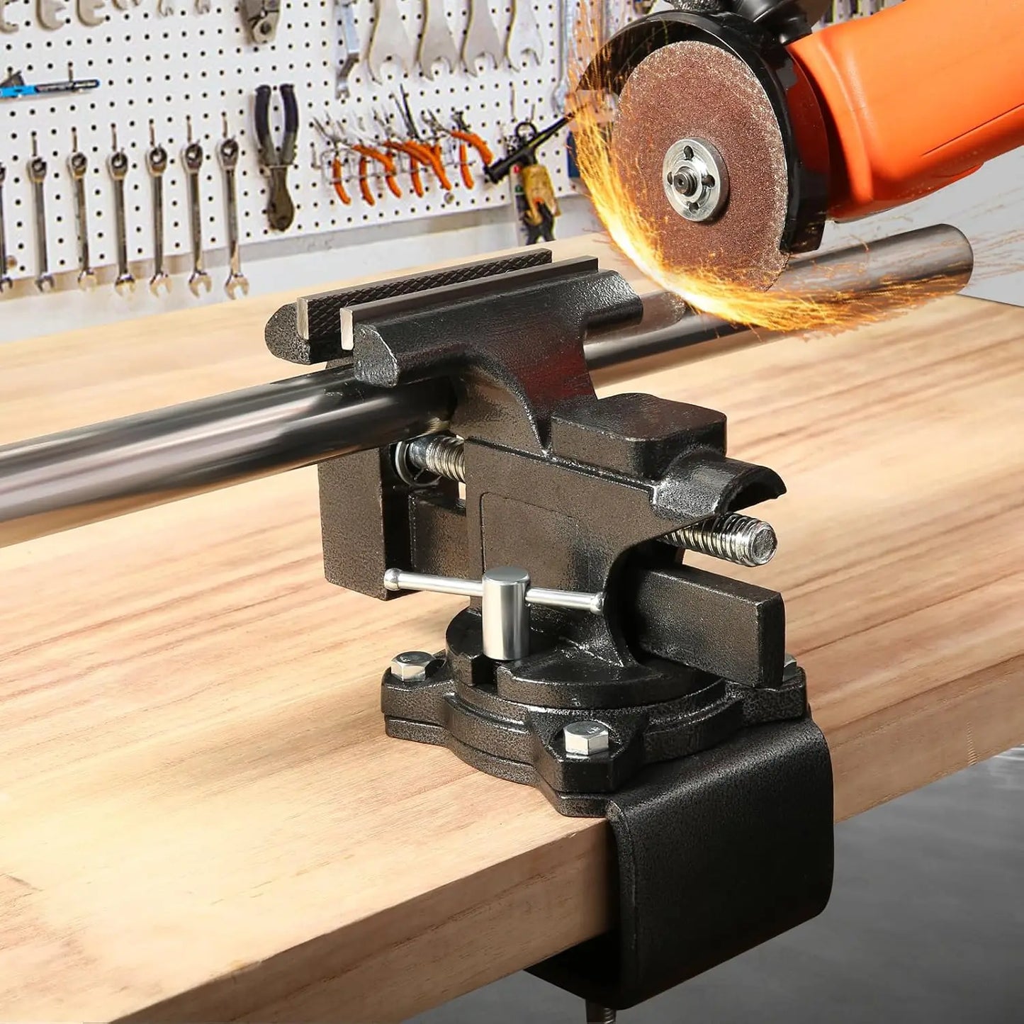 4.5" Heavy Duty Bench Vise with 270° Swivel Base, Ideal for Woodworking, Welding, and DIY Projects