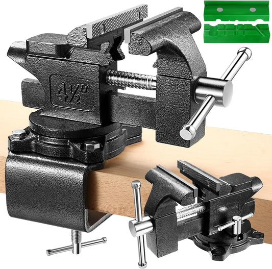 4.5" Heavy Duty Bench Vise with 270° Swivel Base, Ideal for Woodworking, Welding, and DIY Projects