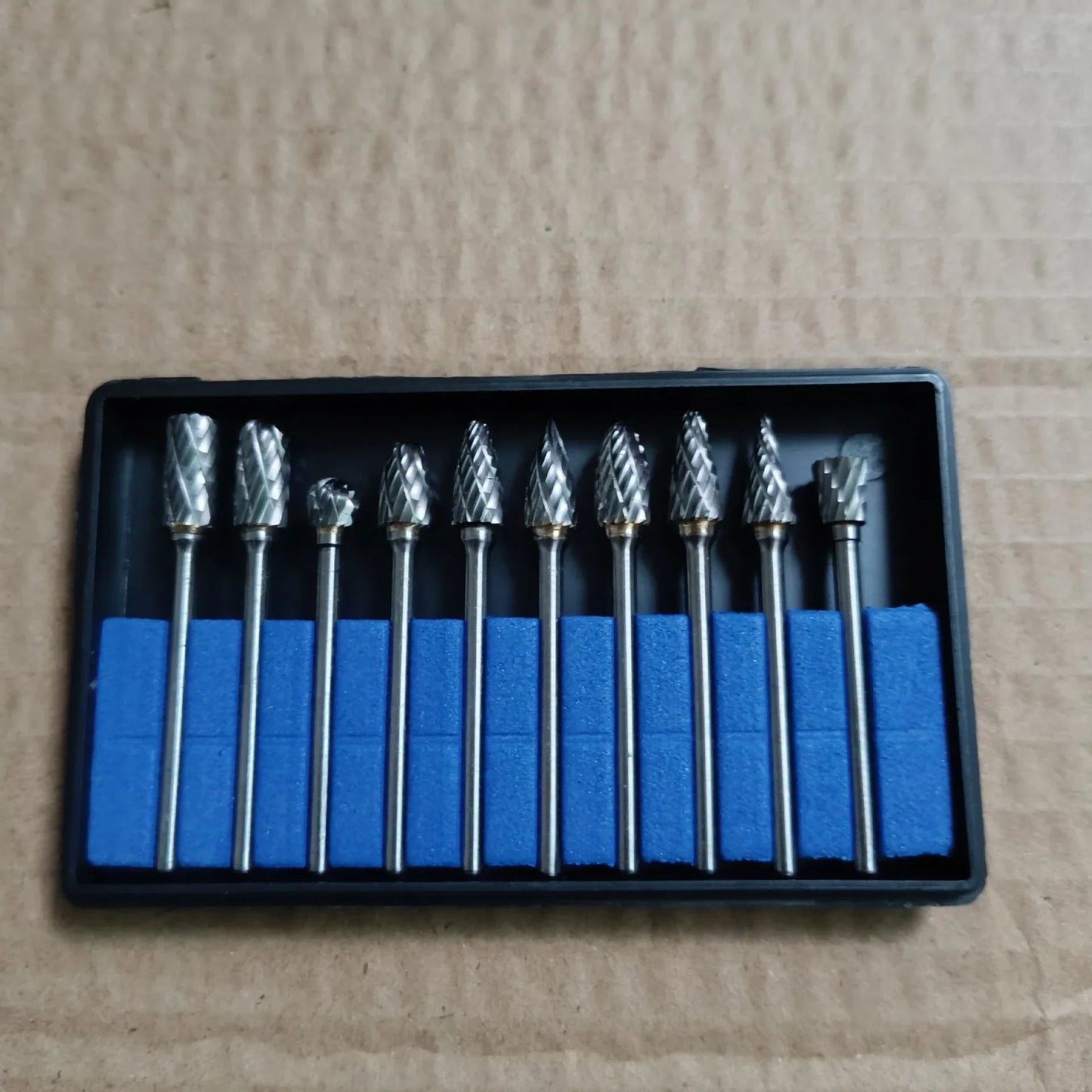 10Pcs 1/8" Shank Tungsten Carbide Milling Cutter Rotary Tool Burr Diamond Cut Rotary Drill Bit for Metalworking Polishing Tools