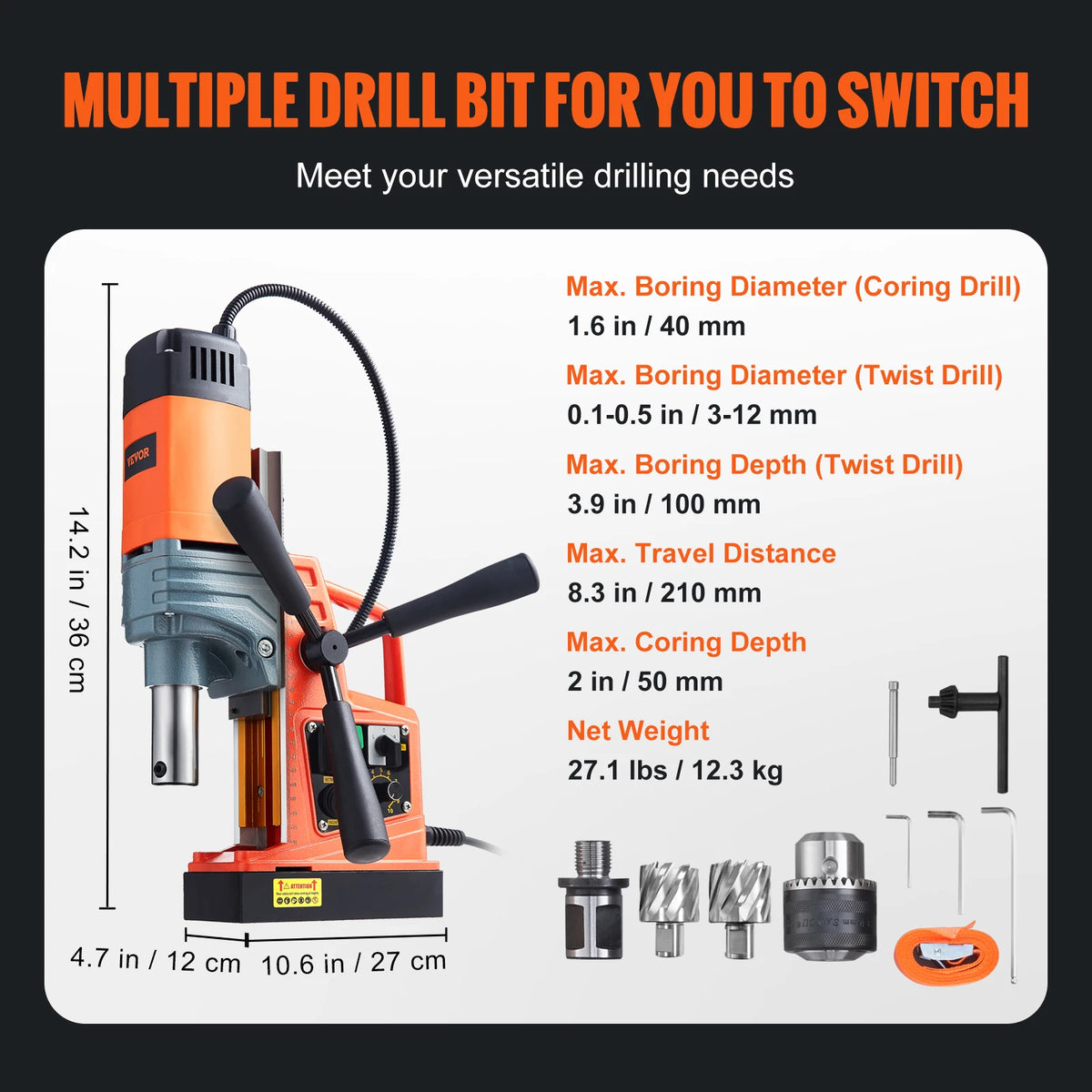 Succebuy Portable Magnetic Drill Press With Variable Speed Control