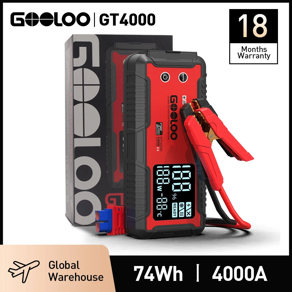 GOOLOO 4000A Jump Starter 12V Car Battery Booster 24000mAh PD100W