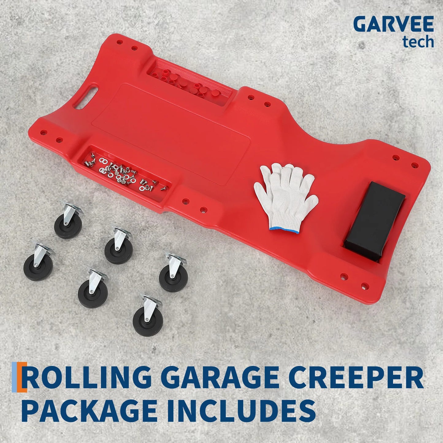 Heavy Duty 40" Low Profile Mechanic Creeper 350lb Capacity HDPE Garage Seat with Padded Headrest, 6 Casters for Auto Workshop