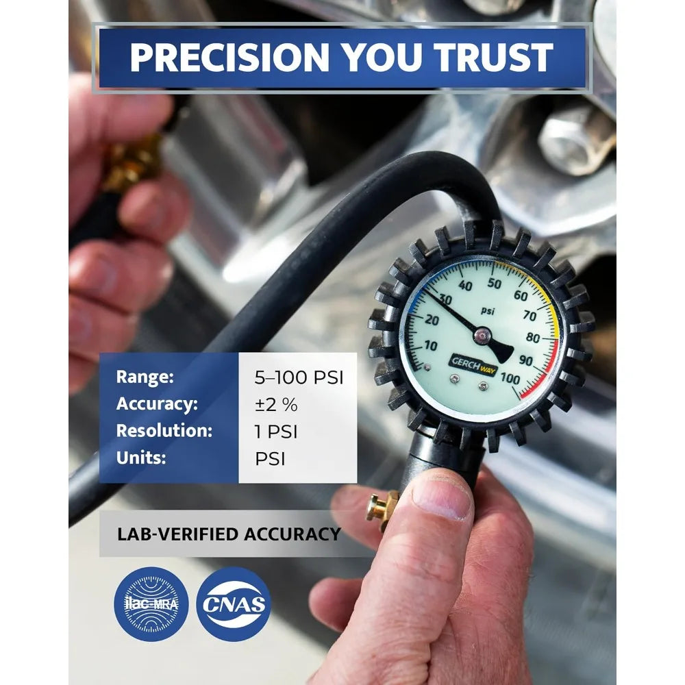 GERCHWAY Tire Inflator With Pressure Gauge And Hose