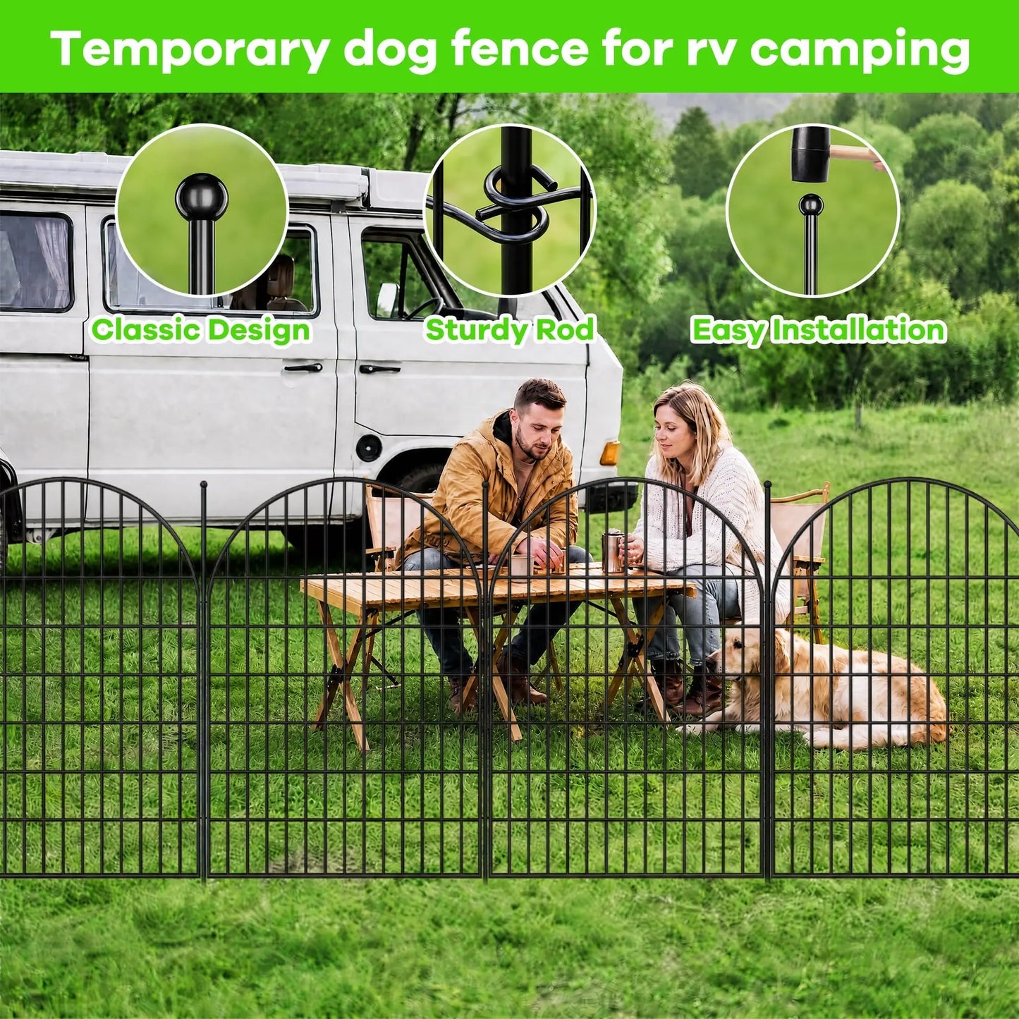 Decorative Garden Fence, 101.6cm H x 719.33cm L 10 Panels Arched Rustproof Metal Fence, No Dig Animal Barrier for Yard Patio Flower Bed