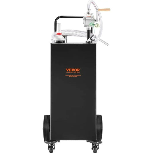 Portable Gas Caddy With Wheels And Manual Pump For Vehicles And Equipment