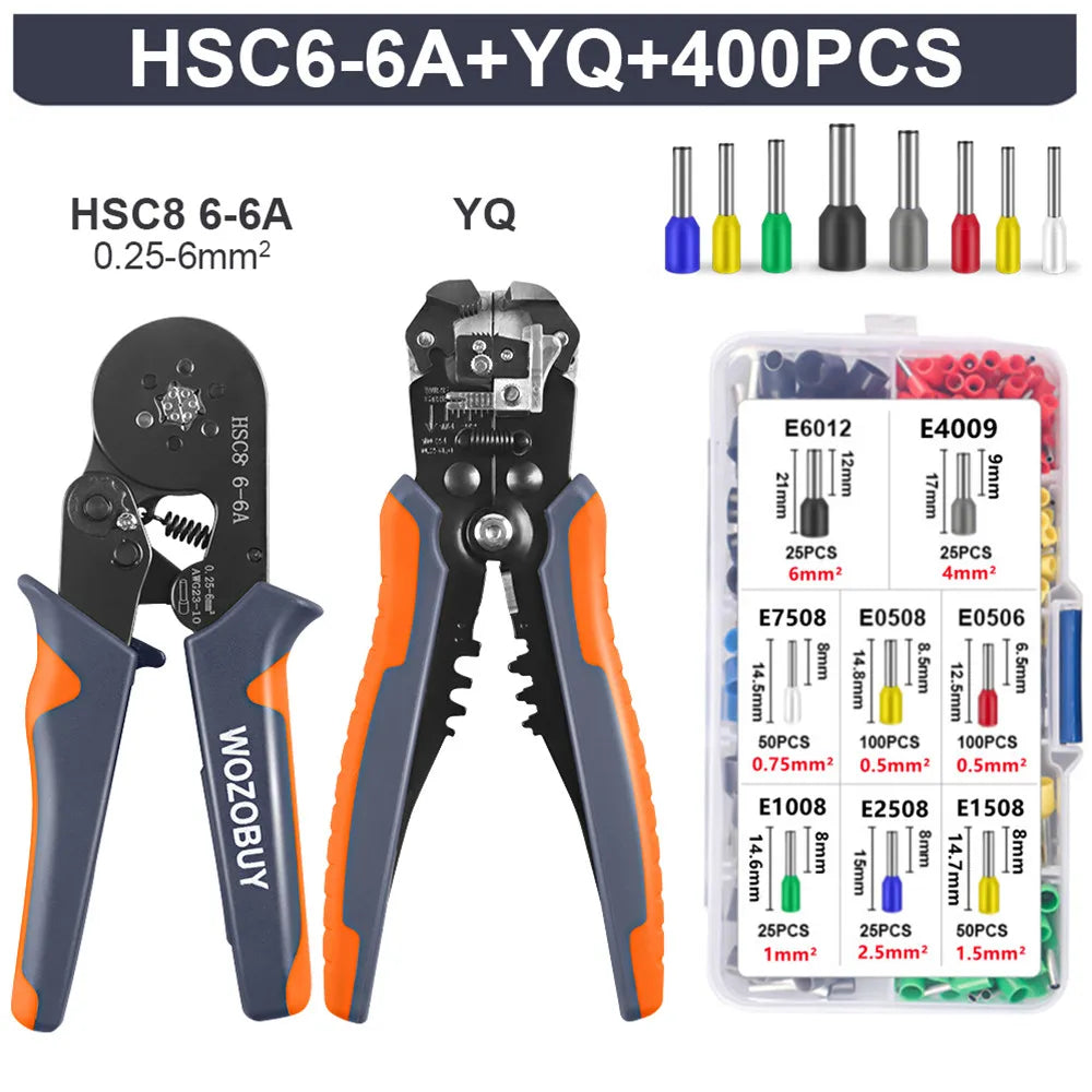 Ferrule Crimper Tool,Ratchet Crimping Tool Kit-Wire Stripper & Crimper Plier , Plier Set with Connectors