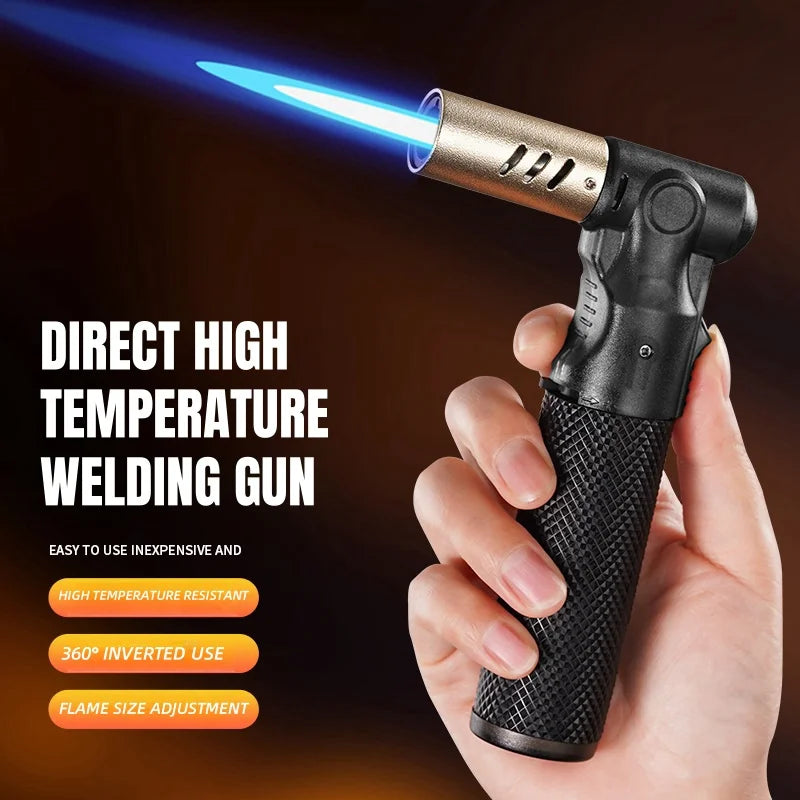 Butane Torch Lighter Refillable Jet Flame Windproof Portable 1300° High Temp 360°Inverted Ignition Adjustable Flame BBQ Welding