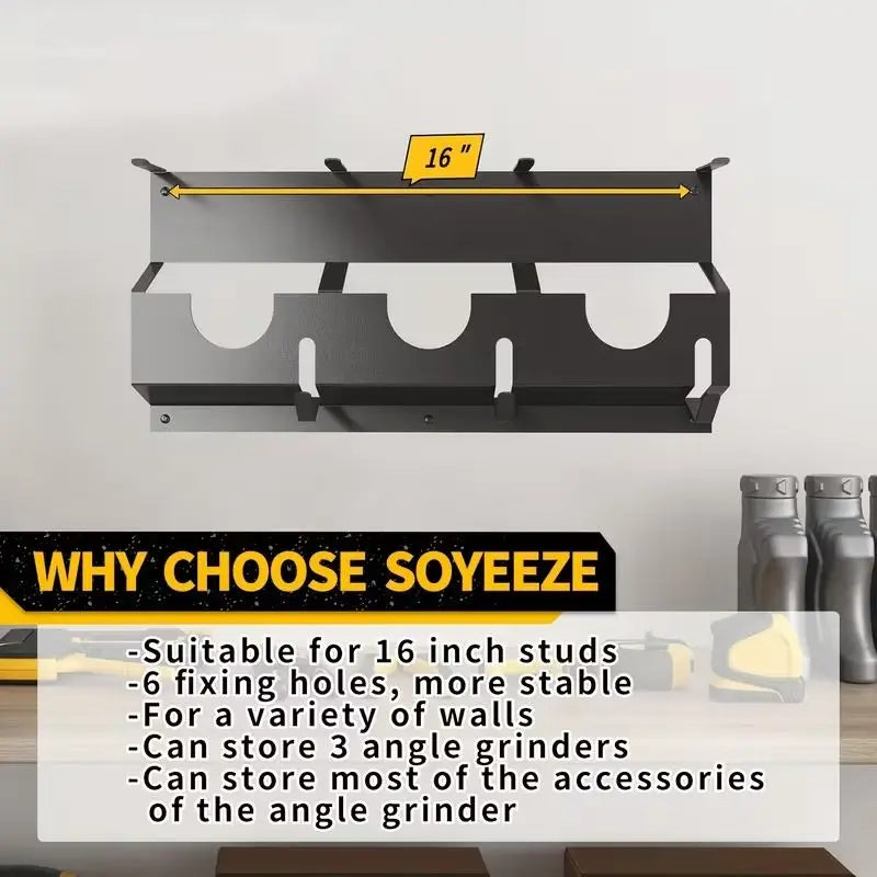 Wall Mounted Angle Grinder Tool Holder And Storage Rack