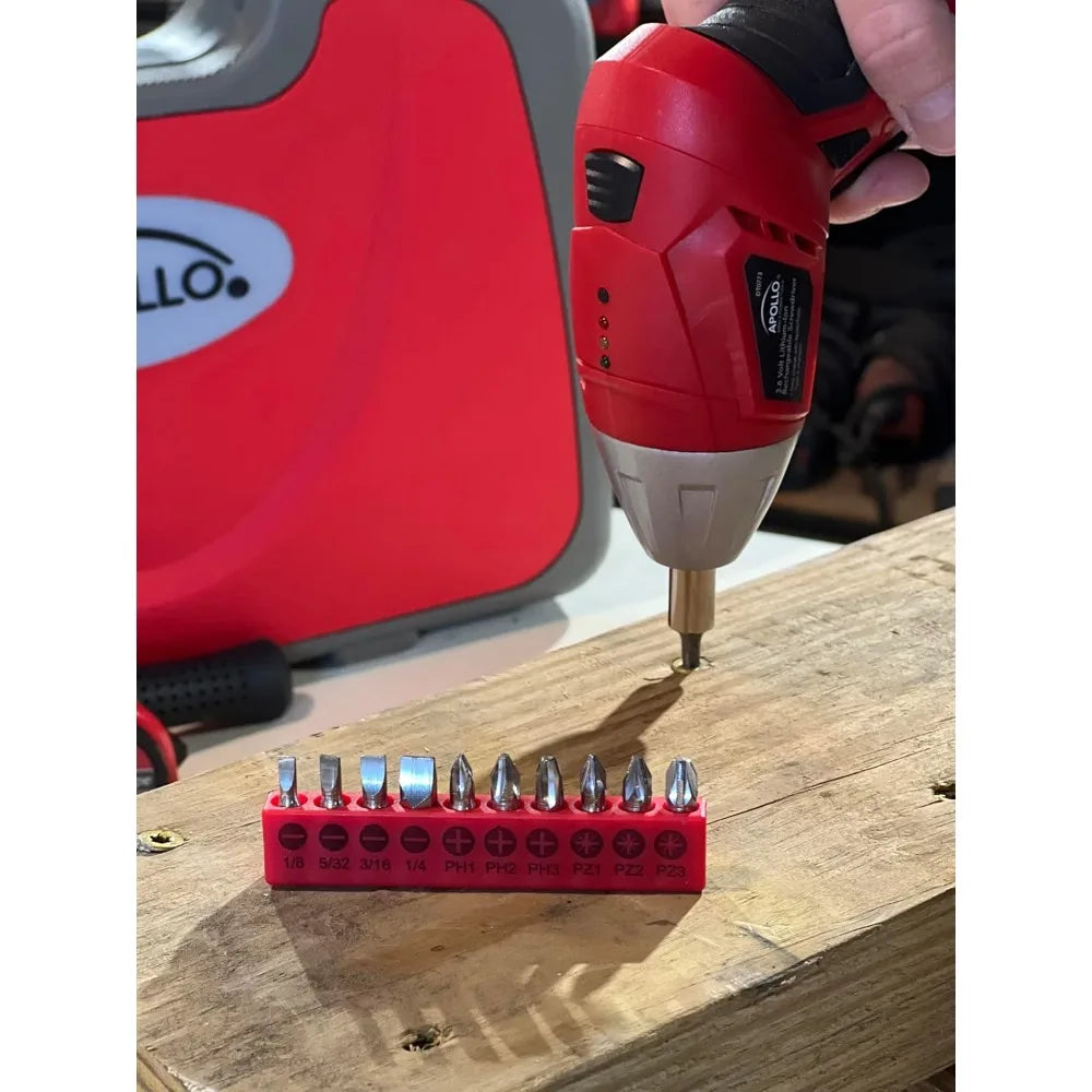 Apollo Tools 135 Piece Household Tool Set with Pivoting Dual-Angle 3.6 Volt Lithium-Ion Cordless Screwdriver Most-Needed Tool
