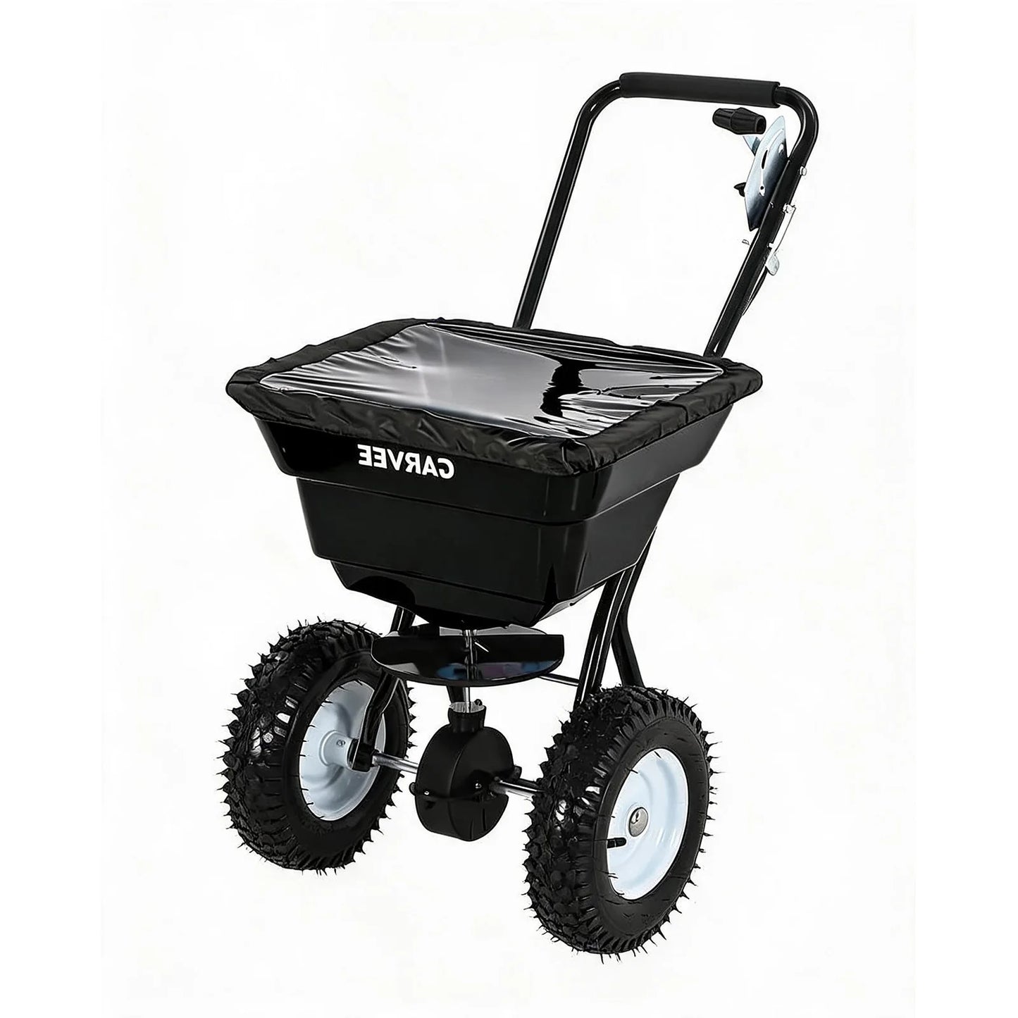 Heavy Duty 80LB Lawn Spreader, Walk Behind Broadcast Spreader With 12FT Coverage, 13in Wheels For Seed Fertilizer Salt