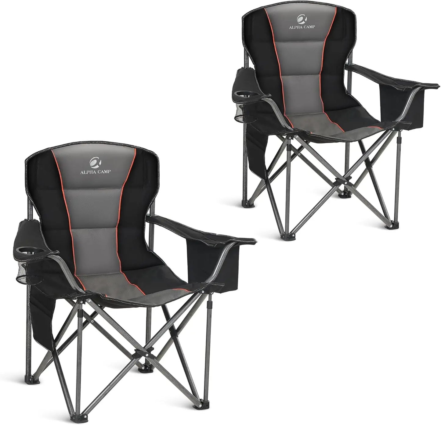 Heavy Duty Camping Chair 500LBS Capacity, Oversized Folding Chair for Heavy People, Padded Portable Outdoor Chair with Cooler Ba