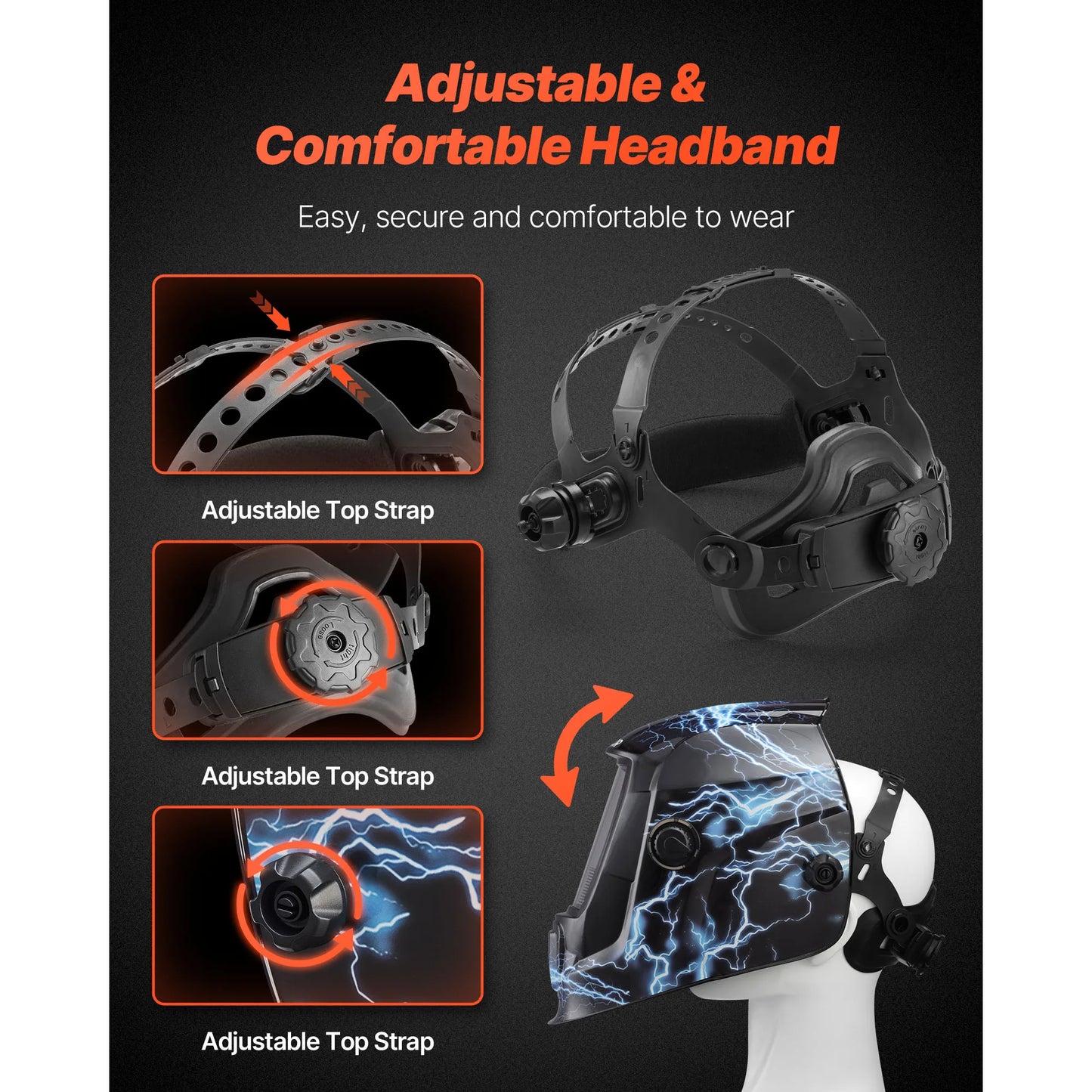 SucceBuy Welding Helmet Auto Darkening 3.66" x 1.69" True Color Welding Hood 2 Arc Sensors Shade 4/9-13 for TIG MIG ARC Grinding