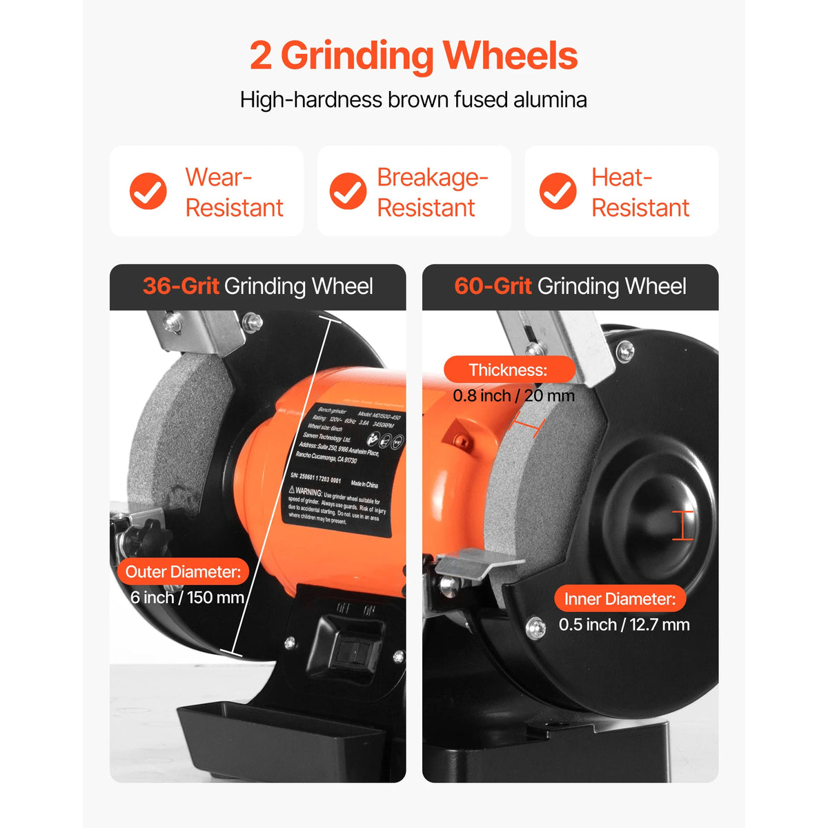 Succebuy Single Speed Bench Grinder With Induction Motor