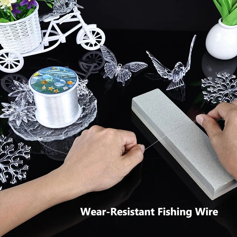 Fishing Wire, 1640 ft Clear Fishing Line, Strong Invisible String for Hanging Decorations, Balloons, Crafts, Jewelry Making, Bea