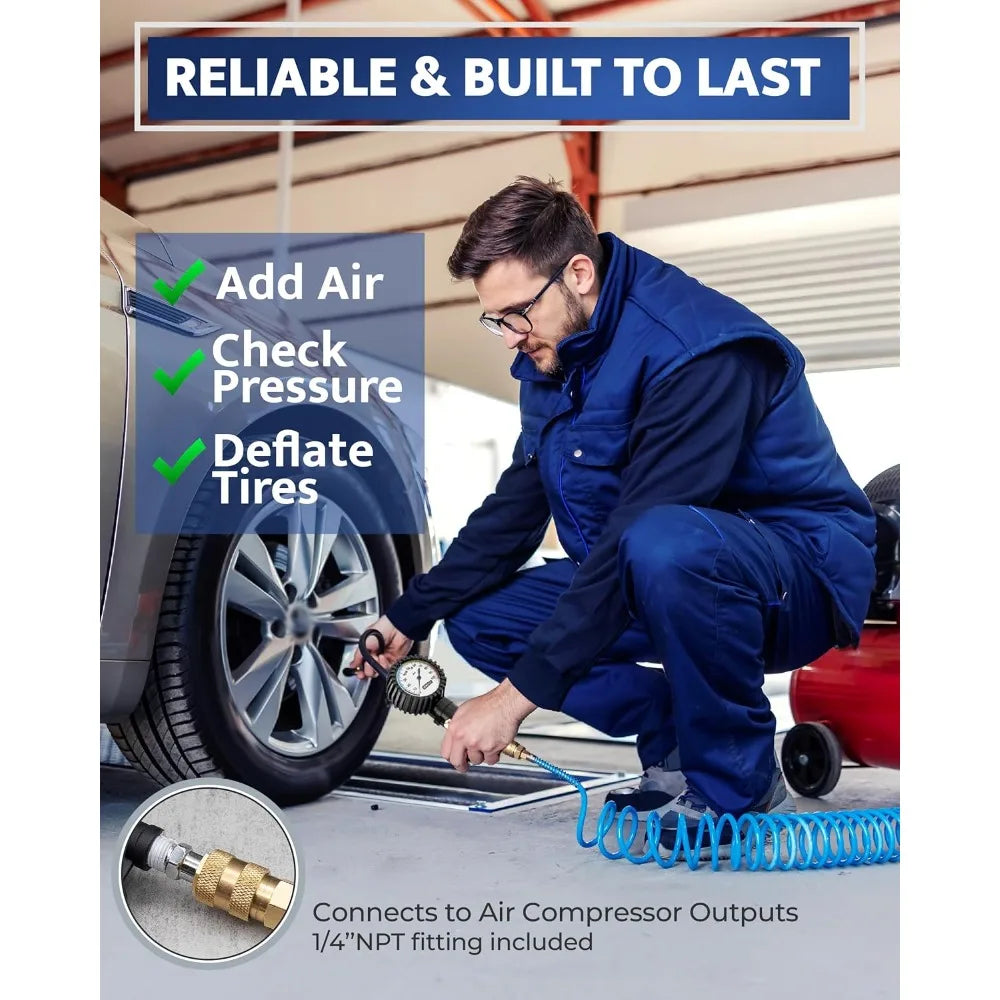 GERCHWAY Tire Inflator With Pressure Gauge And Hose