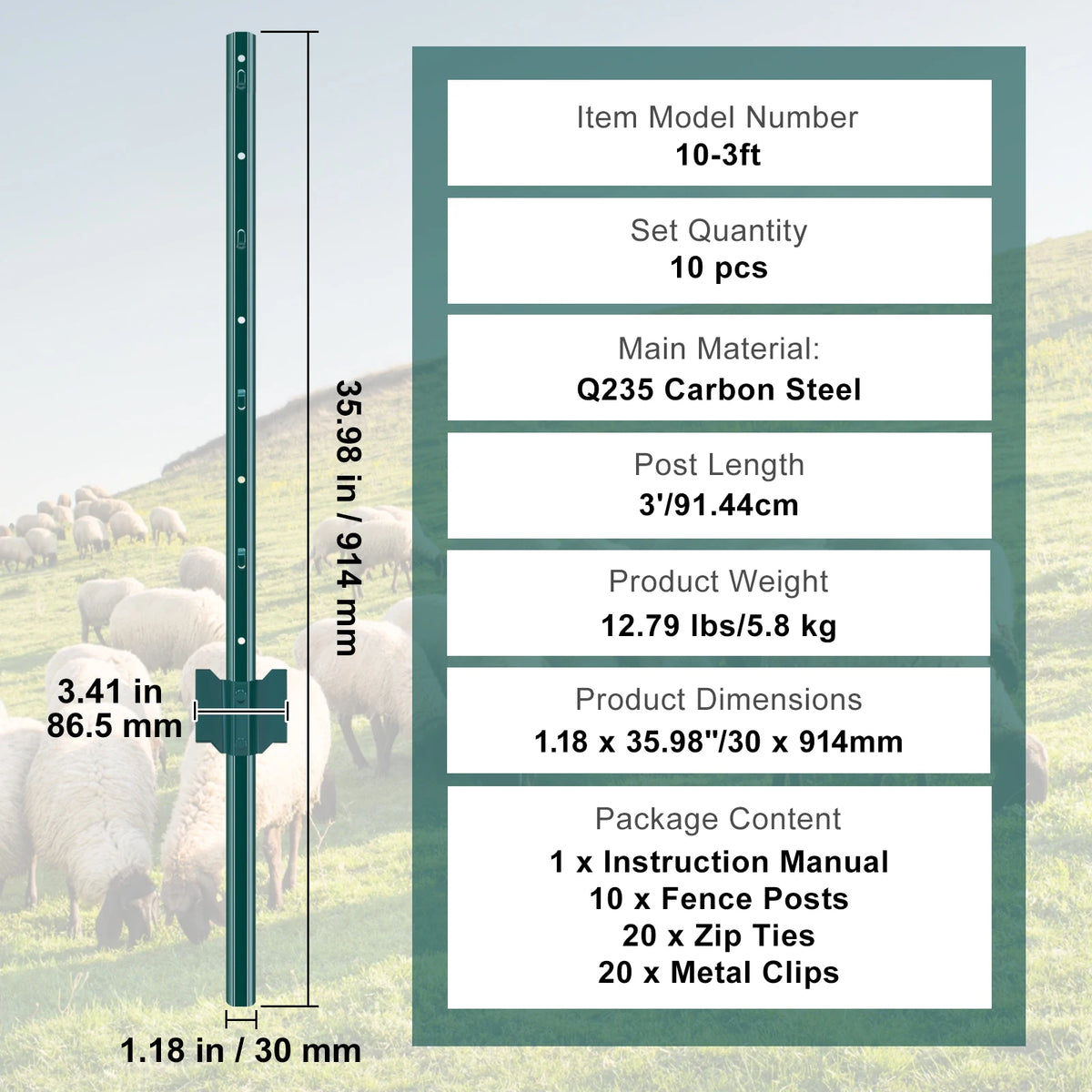 SucceBuy Heavy Duty Steel T-Post Stakes for Garden and Farm Fencing