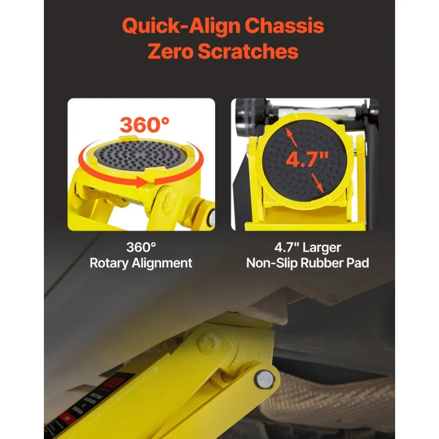 Low Profile Floor Jack 4 Ton Steel Racing Hydraulic Trolley Car Lift for SUV with Dual Pistons Quick Lift Pump Lifting Range 3.