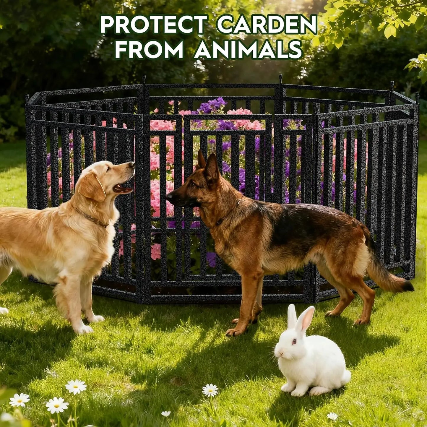 Garden Fence 40in (H) x 36ft (L), 14 Panels + 2 Gates, Durable Outdoor Yard Barrier, Secure Garden Fencing, Customized