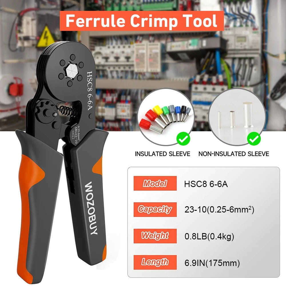 Ferrule Crimper Tool,Ratchet Crimping Tool Kit-Wire Stripper & Crimper Plier , Plier Set with Connectors