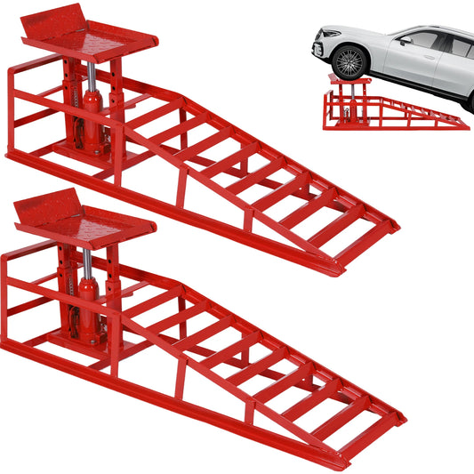 2Pcs Hydraulic Car Ramps 5 Ton Low Profile Car Lift Service Ramps Truck Trailer Garage Car Lift Hydraulic Ramps for Tire Replace