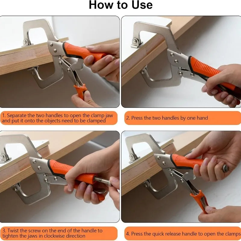9 Inch C Clamp Heavy Duty Vise Grip Locking Pliers Adjustable Face Clamp Woodworking Welding and Pocket Hole Joinery 2 Packs