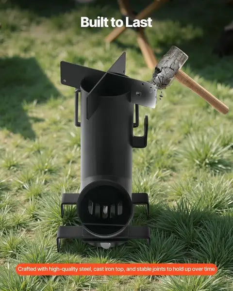 Camping Rocket Stove, Portable Wood Burning Stove with Carry Bag, Black