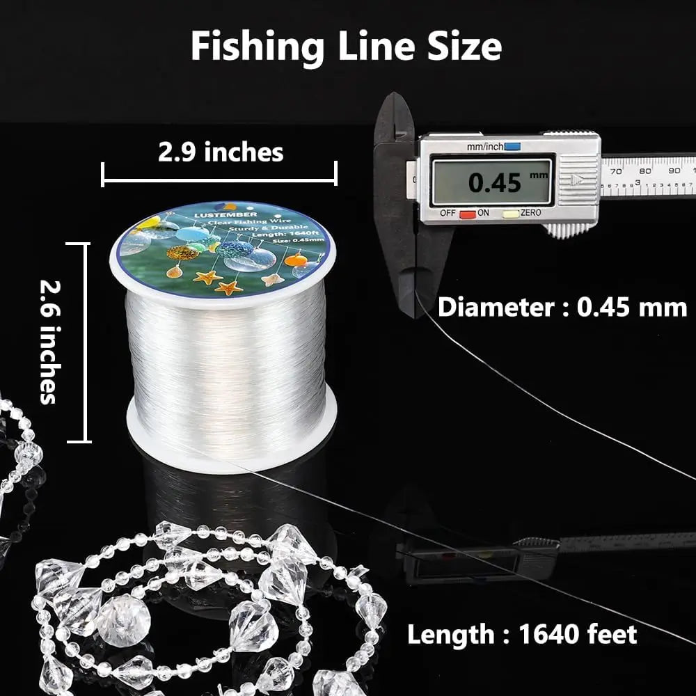 Fishing Wire, 1640 ft Clear Fishing Line, Strong Invisible String for Hanging Decorations, Balloons, Crafts, Jewelry Making, Bea