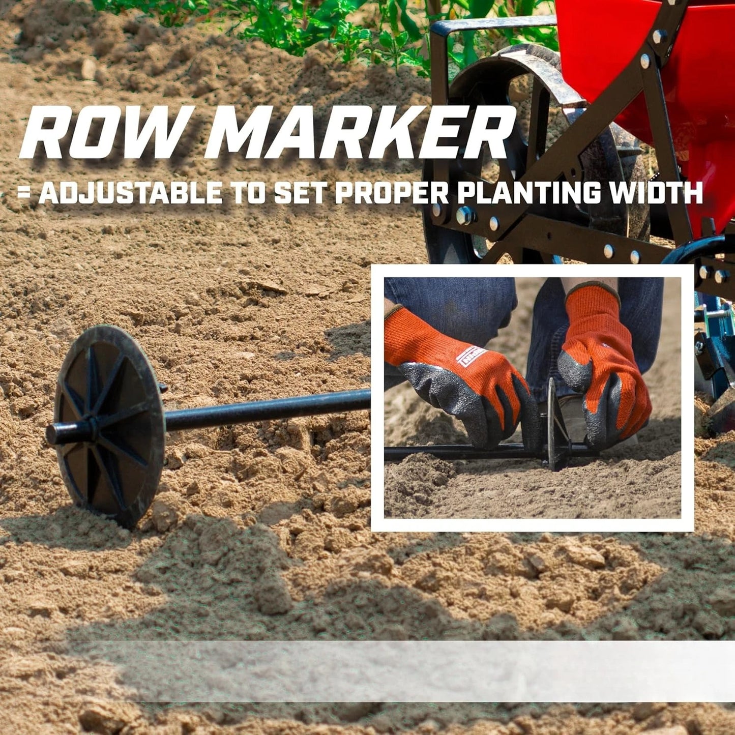 Garden Push Seeder Planter with 6 Seed Plates for up to 20 Varieties of Seeds, Zinc Plow Blade, Row Marker
