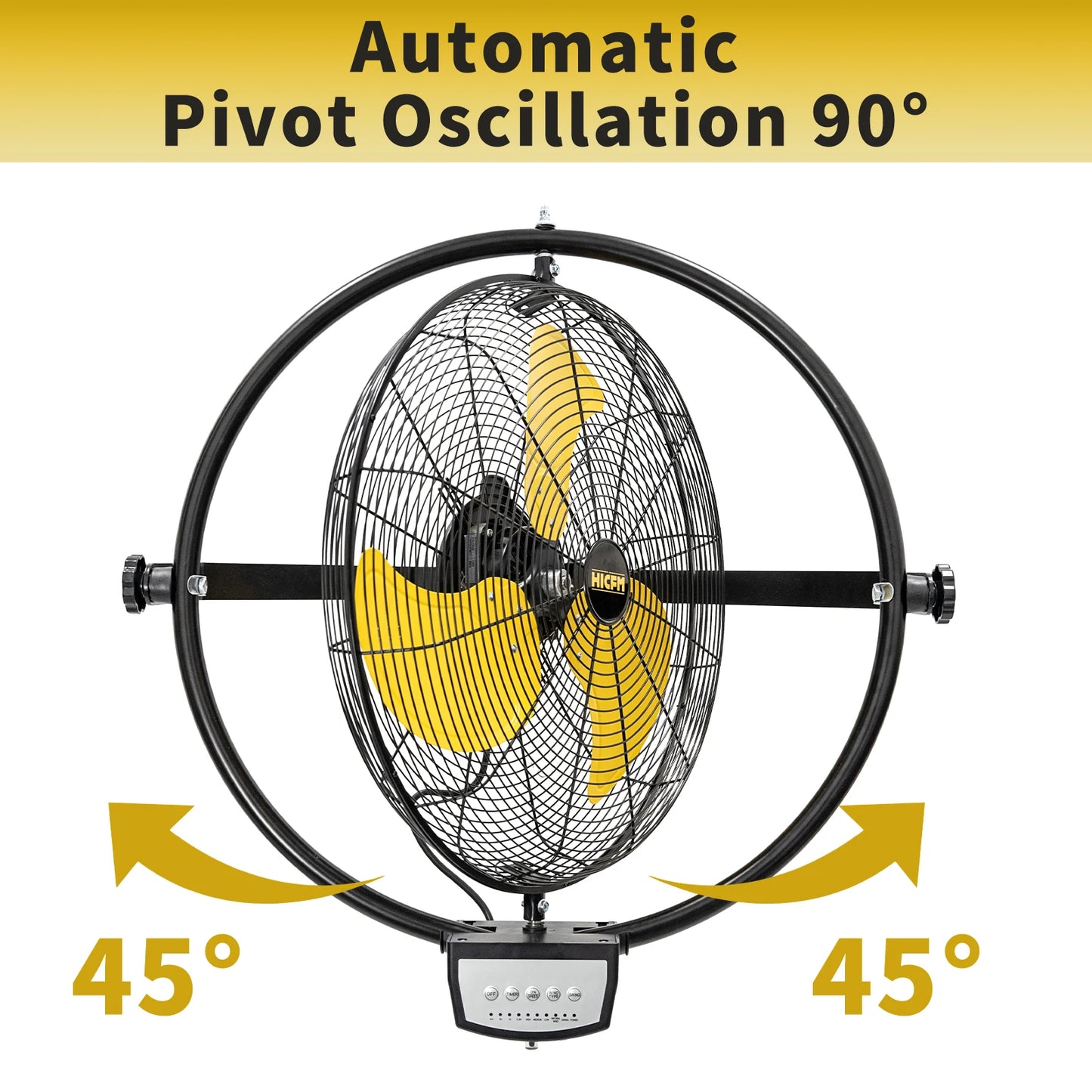 HiCFM 5000 CFM 20 inch Orbital Remote Control Wall Mounted Fan