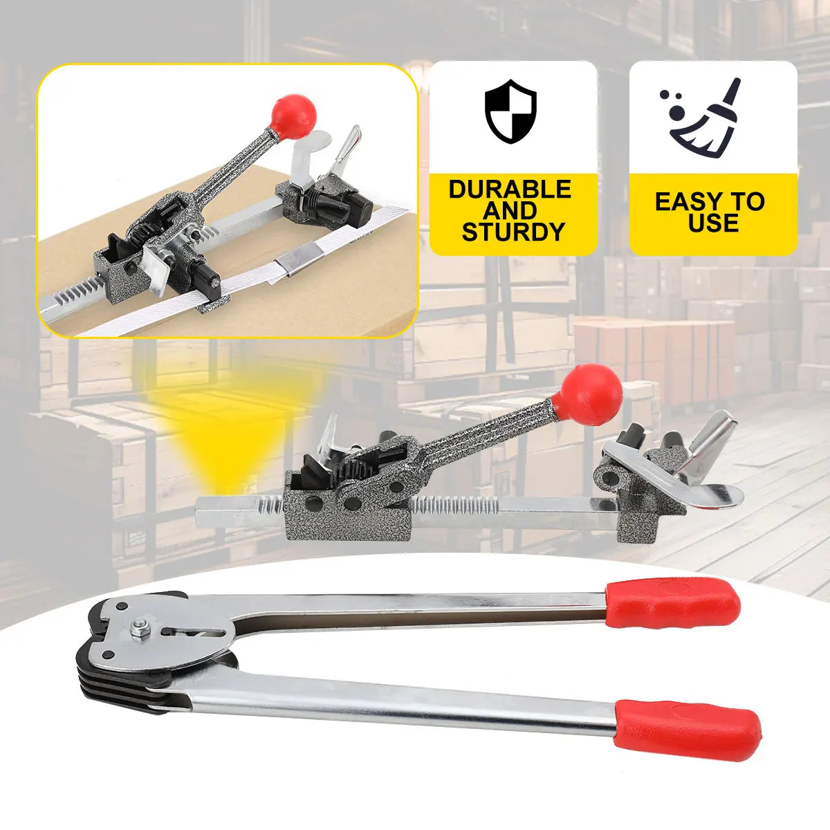 Strapping Sealer + Strapping Tensioner Manual Encapsulator Packaging Plier Strapping Machine Pallet Packing Strapping Kit