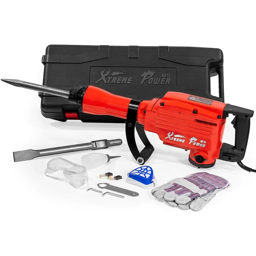 2200W Demolition Jack Hammer Flat Chisel Bull Point Chisel Bits Demo Chipping Hammer Concrete