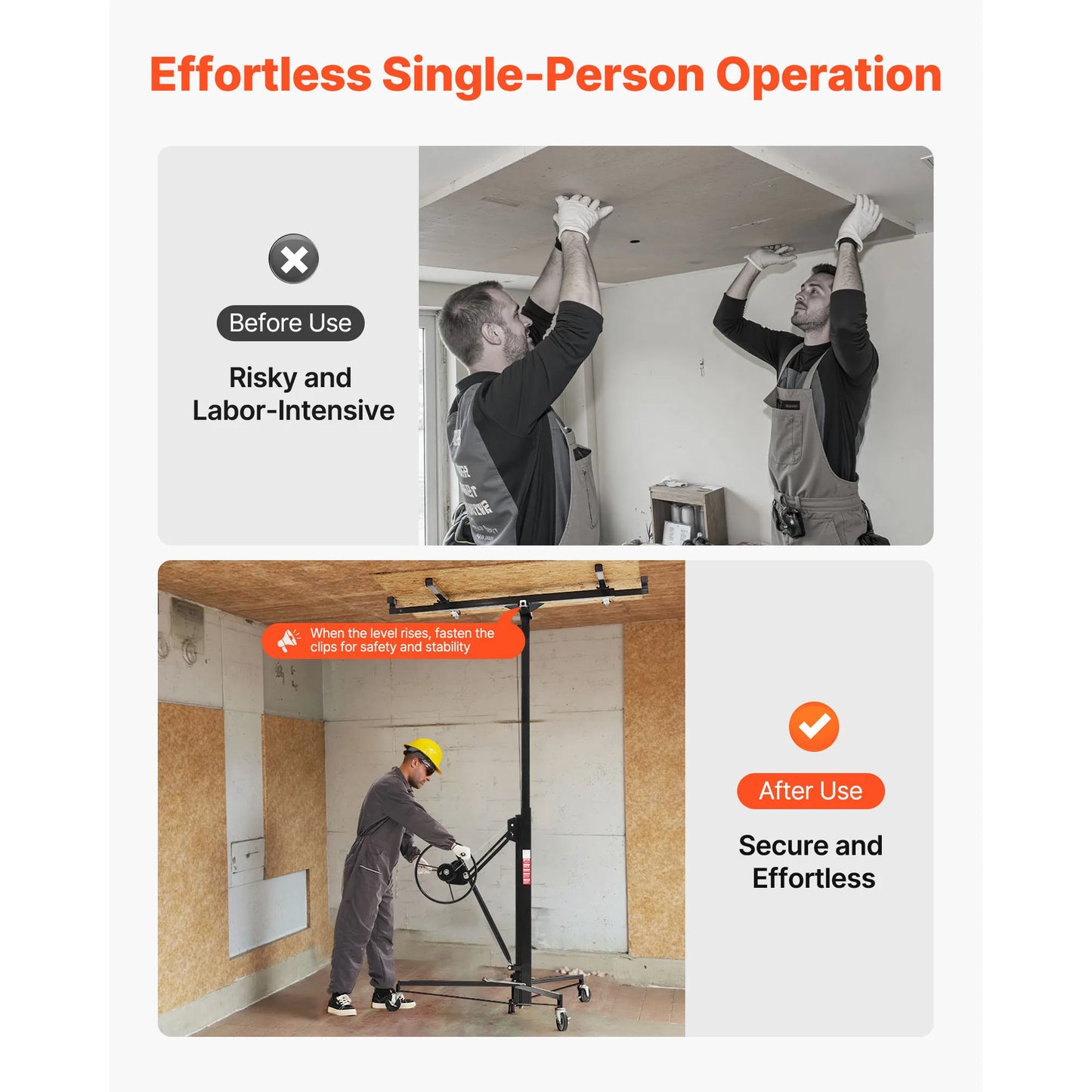 SucceBuy 11ft Drywall Lift Heavy-Duty 150lb Sheetrock Hoist with Adjustable Telescoping Arm Ideal for Ceiling&Wall Installation