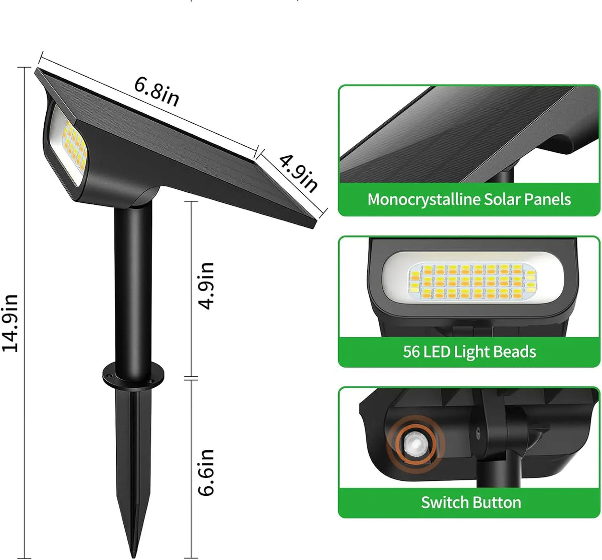 Intelamp Solar Landscape Spotlights Outdoor Lights for Gardens and Pathways