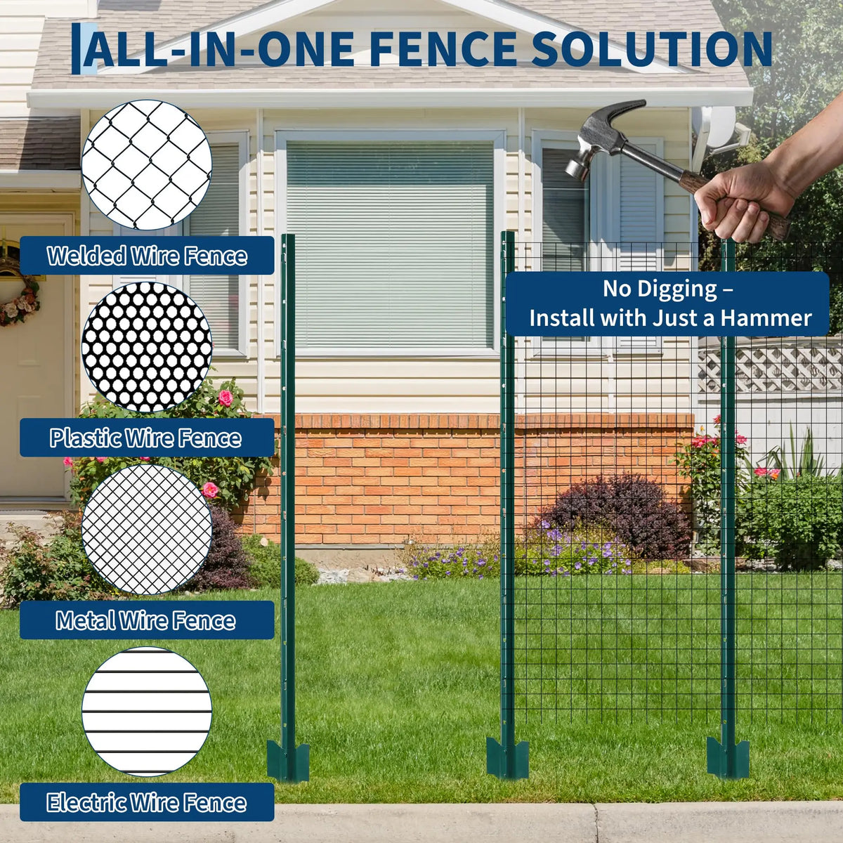 HiMISS Heavy Duty Rustproof Steel U Fence Posts for Gardens