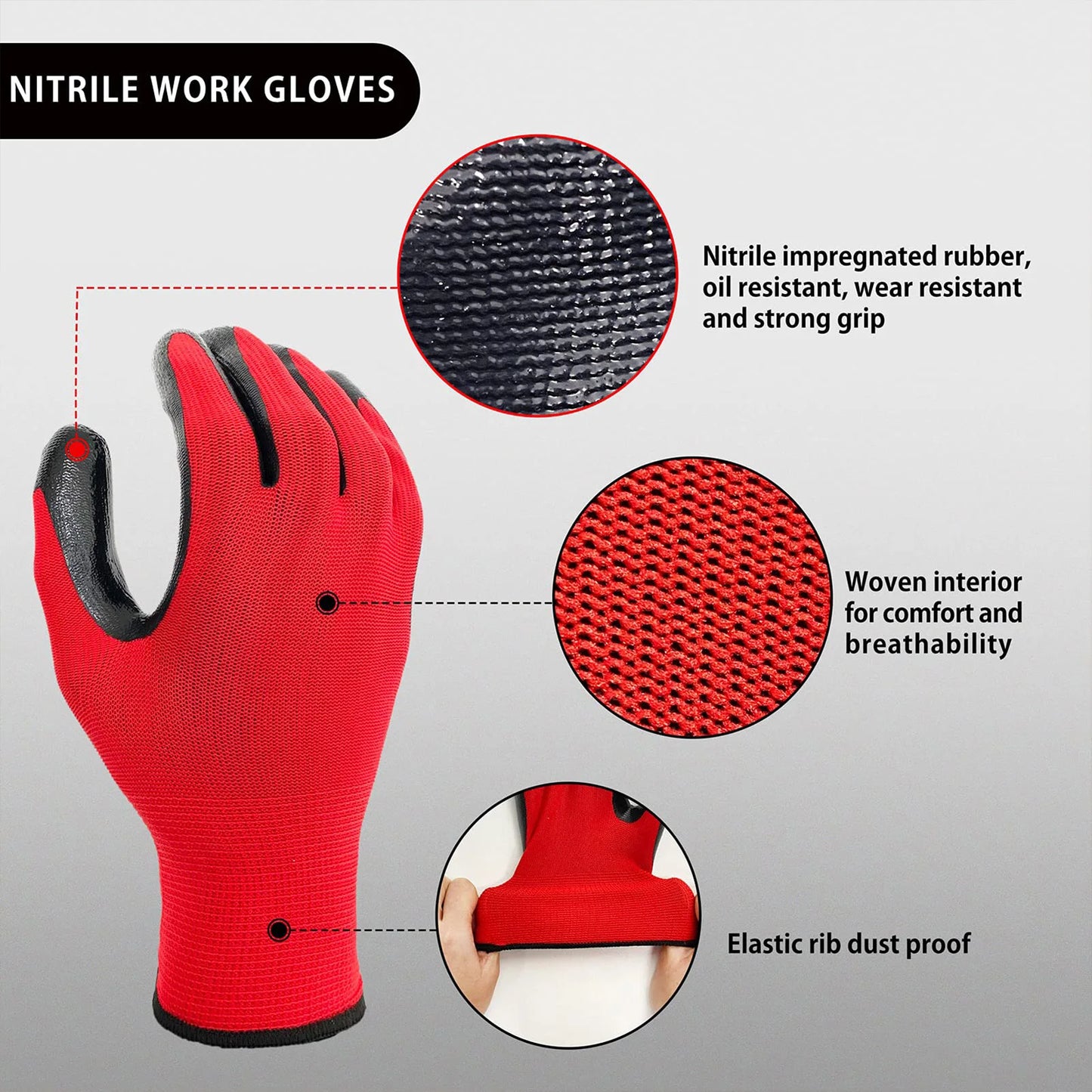 General Multi Use Safety Work Gloves Oil & Wear Resistant Labour Work Protection Gloves for Construction Warehouse Wear MIAO-US