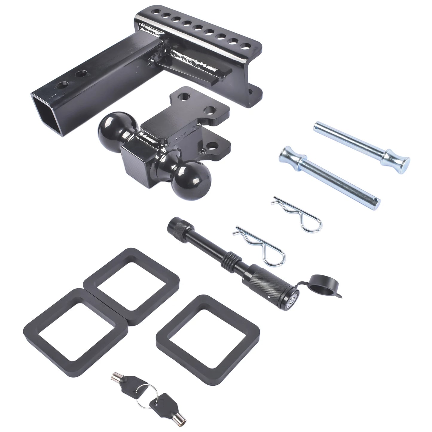 AP03 Adjustable Trailer Hitch for 2.5-Inch Receiver 6-Inch Drop/Rise, 2" & 2-5/16" Ball Hitches for Trucks, 22,000 LBS GTW, Trailer Hitches with Anti-Theft Pin
