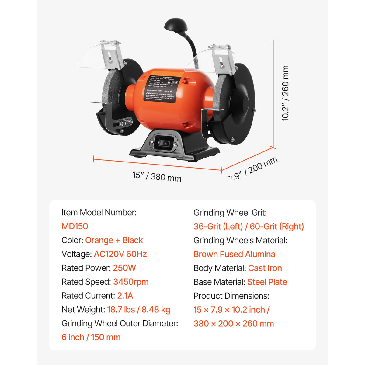 Succebuy Single Speed Bench Grinder With Induction Motor