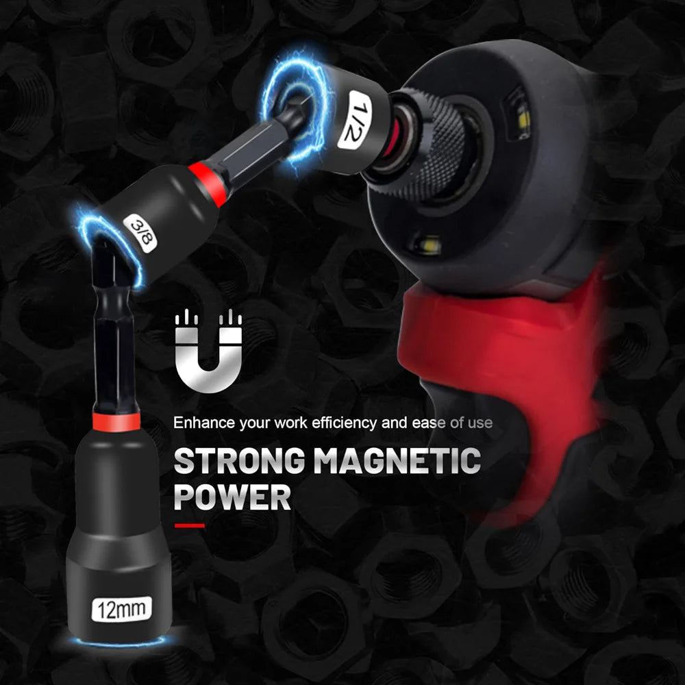55PCS Magnetic Impact Nut Driver Set Deep Socket Driver Metric SAE Hex Nut Setter Power Drill Bit Tool Kit