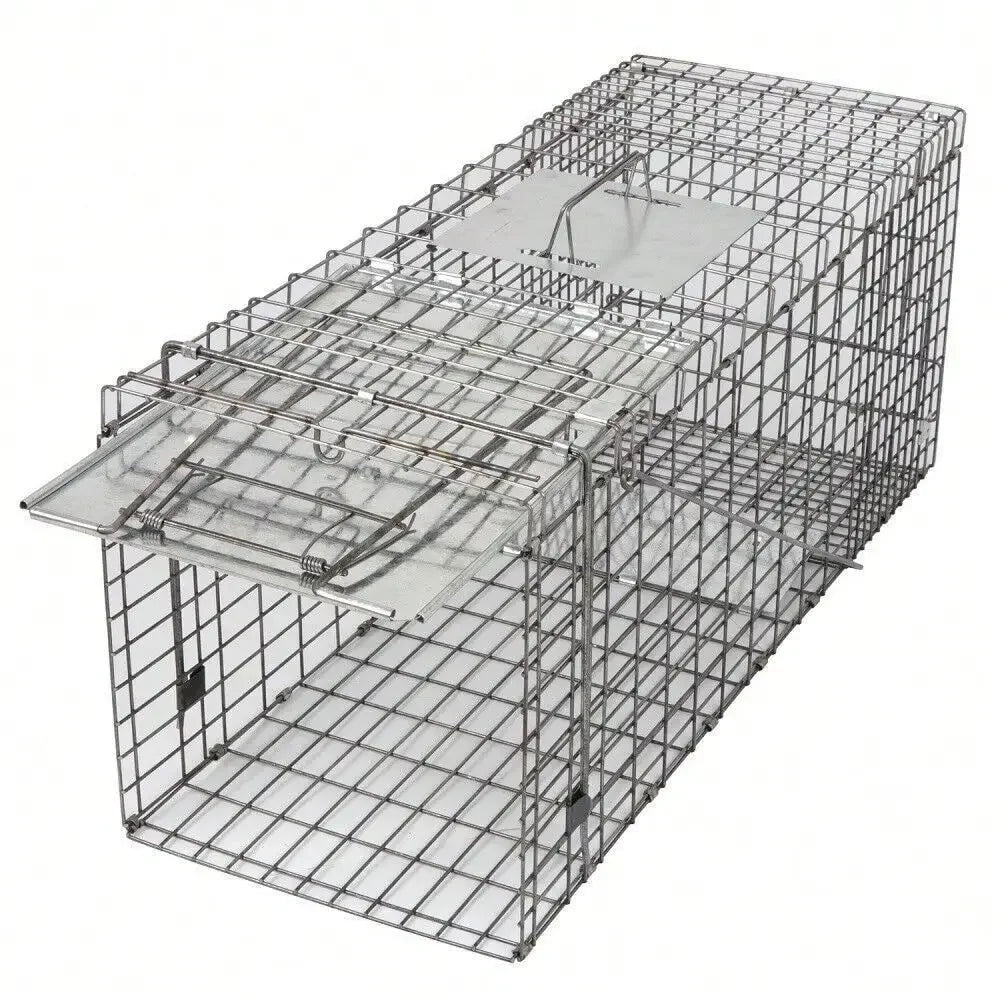 2X Live Animal Trap Cage 32" Steel Cage Raccoon Rat Cage w/Iron Door For Rodent