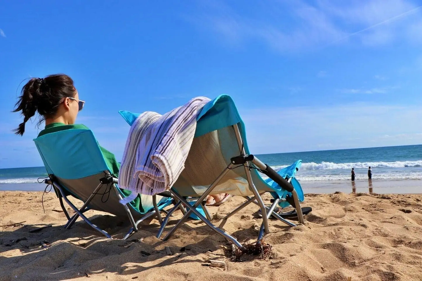 Low Beach Camping Folding Chair, Compact Backpacking River Sand Chair for Adults 2 Pack,Sillas De Playa, with Cup Holder,for Con